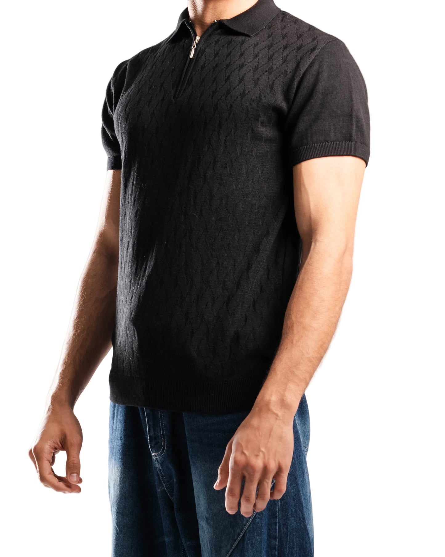 Knitted Quarter Zip Polo T-Shirt - Bundle of 3