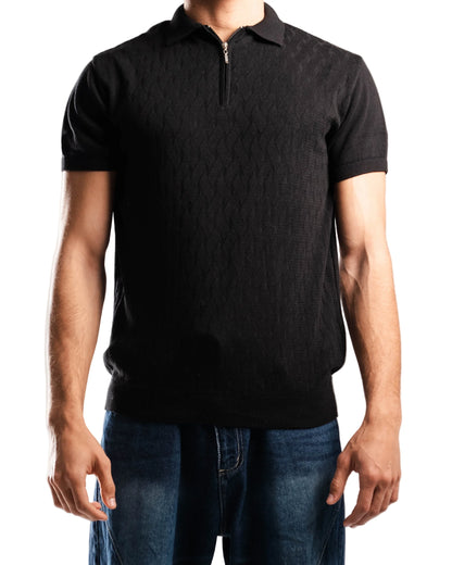 Knitted Quarter Zip Polo T-Shirt - Bundle of 3