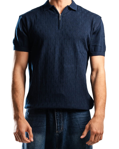 Knitted Quarter Zip Polo T-Shirt - Bundle of 3