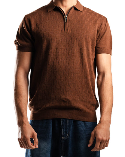Knitted Quarter Zip Polo T-Shirt - Bundle of 3