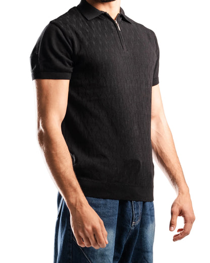 Knitted Quarter Zip Polo T-Shirt - Bundle of 3
