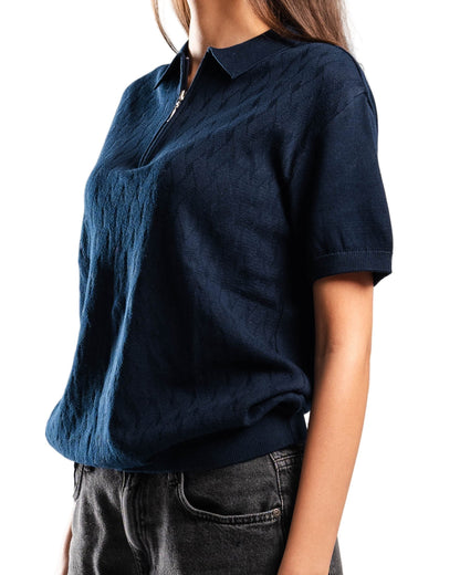 Knitted Quarter Zip Polo T-Shirt - Bundle of 3