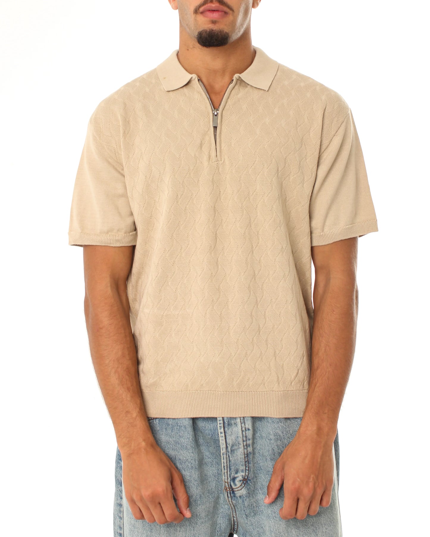 Knitted Quarter Zip Polo T-Shirt - Bundle of 3