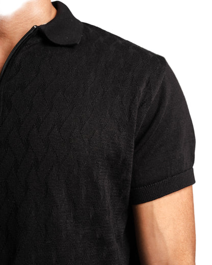 Knitted Quarter Zip Polo T-Shirt - Bundle of 3